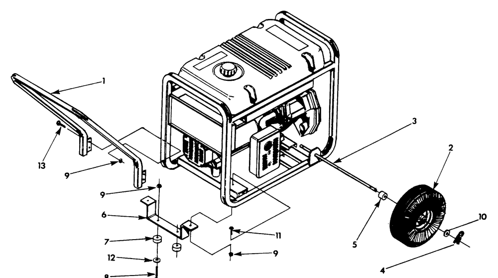 Wheel Kit Diagram and Parts List for 9861-0-1N167  Briggs and Stratton Generator